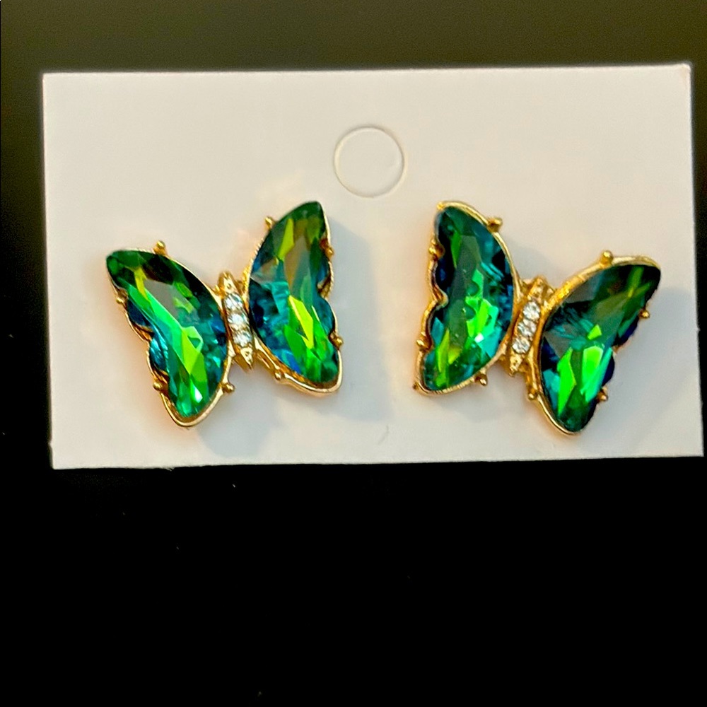 Elegant Green Butterfly Earrings